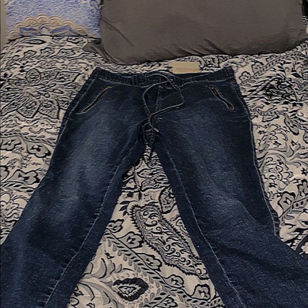 Drawstring waist band jogger jean